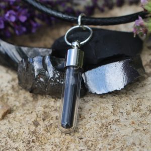 Emf protection: SHUNGITE POWDER PENDANT Specimen style Cylinder