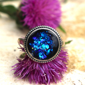 Shungite (Blue Star Katchina) Ring Silver Sterling Blue 10mm
