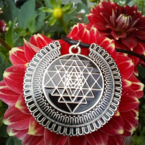 SHUNGITE SRI YANTRA Inlay Sacred Geometry Pendant 50mm By Oraphim: Emf Shield Powerful Transformational Meditating Manifesting Aid