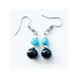 Blue Angelite and Shungite -Earrings