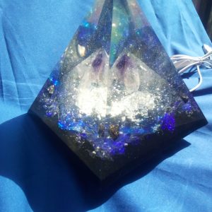 Pyramids with Lights (Amethyst, Quartz, Shungite)