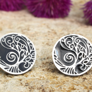 Swirly Tree Stud Earrings, Stylish & Robust Emf Protection