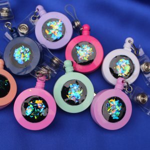 Silver Activated Shungite Coated Outdoor Key Ring Return Retractable Key Chain Badge Reels