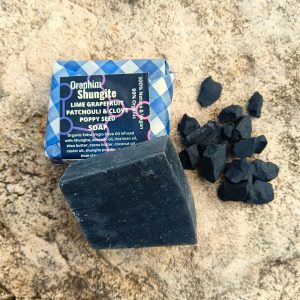 SHUNGITE SOAP HANDMADE 80gm with citrus eruptions of organic essential oils blend of lime, grapefruit, sweet orange, Patchouli and clove.