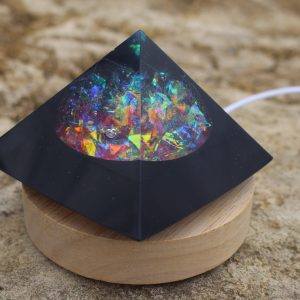 Giza Pyramid, powerful silver activated Shungite and with USB Light up sparkling design